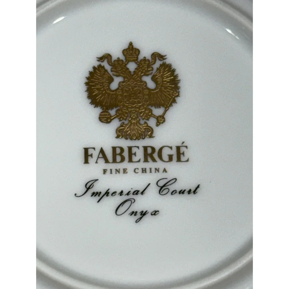 Faberge China‎ Imperial Court Onyx Saucer Only Replacement, Black, Round, Gold